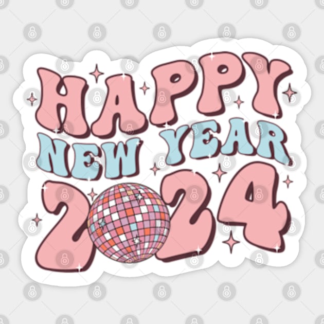 Disco Happy new Year 2024 Groovy Sticker by Danemilin